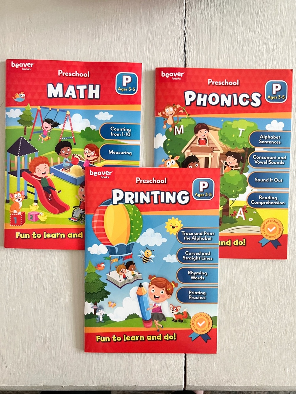 NWT Preschool Summer Learning Workbook Set Math Printing Phonics Homeschool